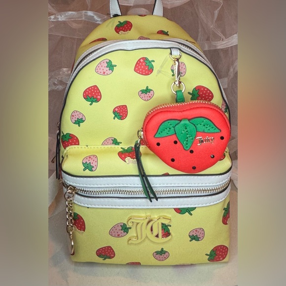 Juicy Couture Accessories - Juicy Couture Sweet & Juicy Yellow and Red Strawberry Backpack